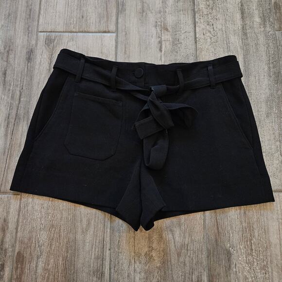 Helmut Lang Sash Tie High-Rise Shorts Women’s 2 Black Stretch Utility Chic - Picture 1 of 11